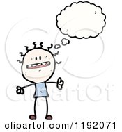 Cartoon Of A Stick Child Thinking Royalty Free Vector Illustration