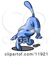 Blue Tick Hound Dog Digging A Hole Clipart Illustration