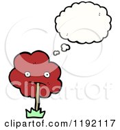 Cartoon Of A Red Flower Royalty Free Vector Illustration