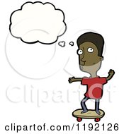 Cartoon Of An African American Man On A Skateboard Thinking Royalty Free Vector Illustration