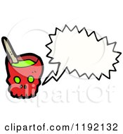Cartoon Of A Skull Bowl With Slime Speaking Royalty Free Vector Illustration by lineartestpilot
