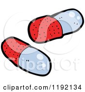 Cartoon Of Two Pills Royalty Free Vector Illustration