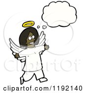 Cartoon Of An African American Angel Thinking Royalty Free Vector Illustration