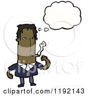Cartoon Of A Smoking African American Man Thinking Royalty Free Vector Illustration