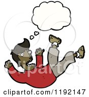 Cartoon Of An African American Man Falling Thinking Royalty Free Vector Illustration