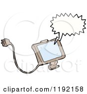Cartoon Of A Computer Monitor Speaking Royalty Free Vector Illustration by lineartestpilot