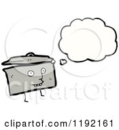Cartoon Of A Cooking Pan Thinking Royalty Free Vector Illustration by lineartestpilot