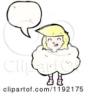 Cartoon Of A Person With Their Head In The Clouds Speaking Royalty Free Vector Illustration
