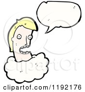 Cartoon Of A Person With Their Head In The Clouds Speaking Royalty Free Vector Illustration