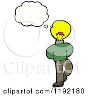 Cartoon Of A Lightbulb Person Thinking Royalty Free Vector Illustration by lineartestpilot