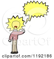 Cartoon Of A Lightbulb Person Speaking Royalty Free Vector Illustration by lineartestpilot