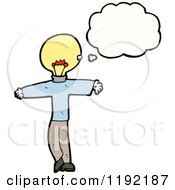 Cartoon Of A Lightbulb Person Thinking Royalty Free Vector Illustration
