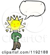 Cartoon Of A Lightbulb Person Speaking Royalty Free Vector Illustration by lineartestpilot
