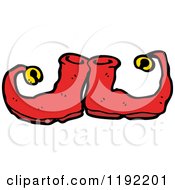 Cartoon Of Red Elf Slippers Royalty Free Vector Illustration by lineartestpilot