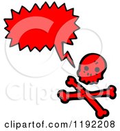 Cartoon Of A Red Skull And Crossbones Speaking Royalty Free Vector Illustration