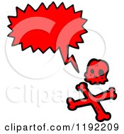 Cartoon Of A Red Skull And Crossbones Speaking Royalty Free Vector Illustration by lineartestpilot