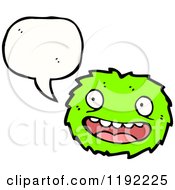 Cartoon Of A Green Furry Monster Speaking Royalty Free Vector Illustration by lineartestpilot
