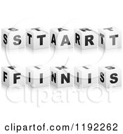 Clipart Of 3d Black And White Cubes Spelling START FINIS Royalty Free Vector Illustration