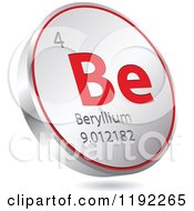 Poster, Art Print Of 3d Floating Round Red And Silver Beryllium Chemical Element Icon