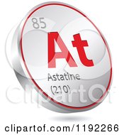Poster, Art Print Of 3d Floating Round Red And Silver Astatine Chemical Element Icon