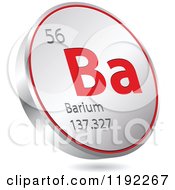 Poster, Art Print Of 3d Floating Round Red And Silver Barium Chemical Element Icon