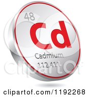 Poster, Art Print Of 3d Floating Round Red And Silver Cadmium Chemical Element Icon