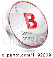Poster, Art Print Of 3d Floating Round Red And Silver Boron Chemical Element Icon