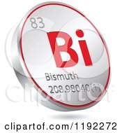 Poster, Art Print Of 3d Floating Round Red And Silver Bismuth Chemical Element Icon