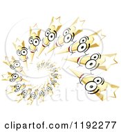 Clipart Of A Spiral Of Gold Shooting Star Characters Royalty Free Vector Illustration