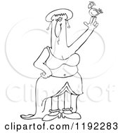 Cartoon Of A Chubby Black And White Goddess With A Bird On Her Finger Royalty Free Vector Clipart by djart