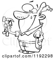 Poster, Art Print Of Black And White Line Art Of A Cartoon Of A   Royalty Free Vector Clipart