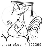 Poster, Art Print Of Black And White Line Art Of A Proud Chicken Graduate Walking With A Cap And Diploma