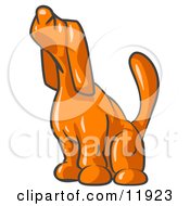 Scared Orange Tick Hound Dog Sniffing The Air Clipart Illustration