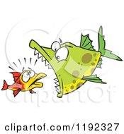 Doomed Fish About To Be Eaten By A Big Fish Cartoon