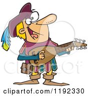 Cartoon Of A Happy Minstrel Playing An Instrument Royalty Free Vector Clipart by toonaday