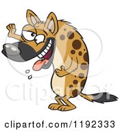 Laughing Hyena Slobbering And Holding Up A Paw Cartoon