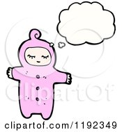 Cartoon Of A Toddler In Pajamas Thinking Royalty Free Vector Illustration