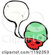 Cartoon Of A Red Skull Wearing A Wool Cap Speaking Royalty Free Vector Illustration by lineartestpilot