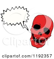 Cartoon Of A Red Skull Speaking Royalty Free Vector Illustration