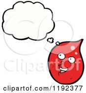 Cartoon Of A Red Drop Thinking Royalty Free Vector Illustration