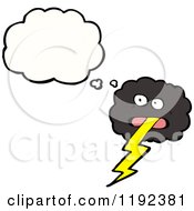 Cartoon Of A Storm Cloud With A Lightning Bolt Thinking Royalty Free Vector Illustration