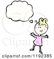 Cartoon Of A Little Girl Thinking Royalty Free Vector Illustration