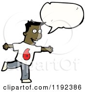 Cartoon Of A Man Wearing A Shirt With The Number 6 Speaking Royalty Free Vector Illustration