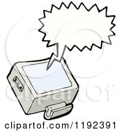 Cartoon Of A Computer Speaking Royalty Free Vector Illustration by lineartestpilot