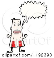 Cartoon Of A Man Wearing Swim Trunks Speaking Royalty Free Vector Illustration
