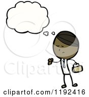 Cartoon Of A Stick Businessman Thinking Royalty Free Vector Illustration
