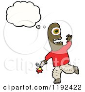 Cartoon Of A Cyclops Running And Thinking Royalty Free Vector Illustration