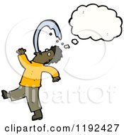 Cartoon Of A Black Man Spitting Water And Thinking Royalty Free Vector Illustration