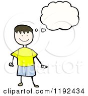 Cartoon Of A Stick Boy Thinking Royalty Free Vector Illustration