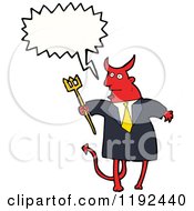 Cartoon Of A Devil Speaking Royalty Free Vector Illustration